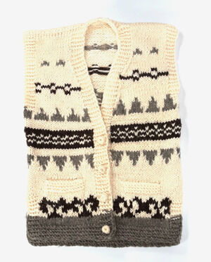 90s VTG Chunky Wool Cardigan Vest Large XL Hand Knit Cottagecore Romania Unisex